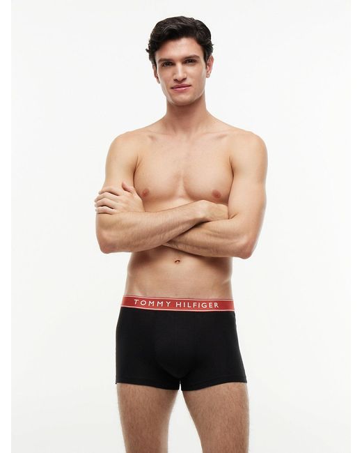 Tommy Hilfiger Black 3-Pack Essential Logo Waistband Trunks for men