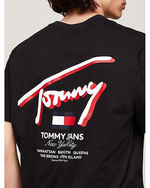 Tommy Hilfiger T-shirt Met Signature-logo Op De Rug in het Black voor heren