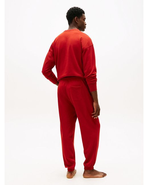 Tommy Hilfiger Red Essential Terry Cuffed Lounge Joggers for men