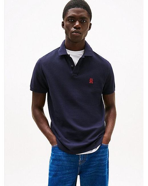 Polo Th Monogram De Corte Regular Tommy Hilfiger de hombre de color Blue