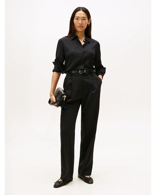 Chemise Coupe Standard À Patte Invisible Tommy Hilfiger en coloris Black