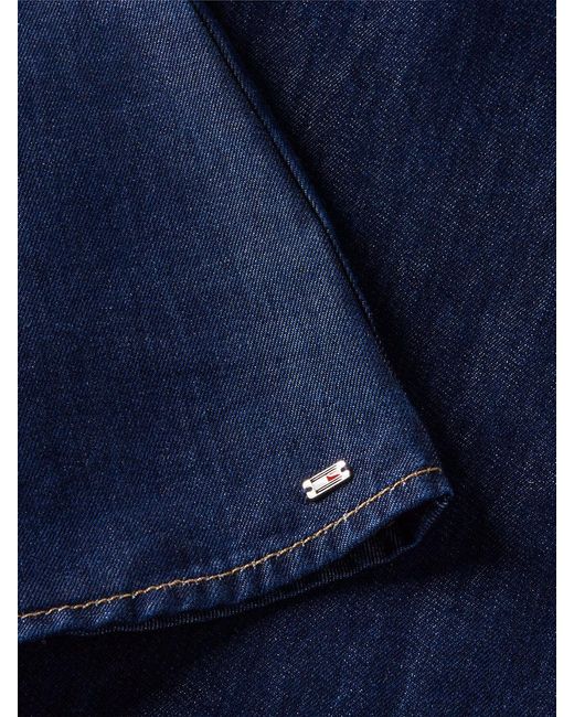 Tommy Hilfiger Blue Regular Ruffle Cap Sleeve Denim Shirt