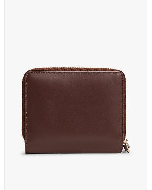 Tommy Hilfiger Brown Reißverschluss-Brieftasche Aus Leder