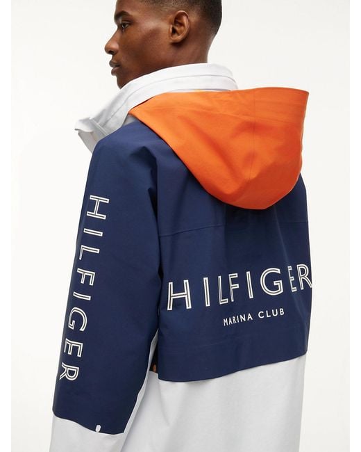 Tommy Hilfiger Blue Waterproof Colour-Blocked Regatta Windbreaker for men
