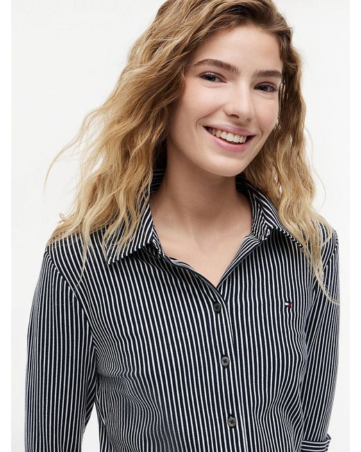 Tommy Hilfiger Blue 1985 Slim Fit Pique Shirt