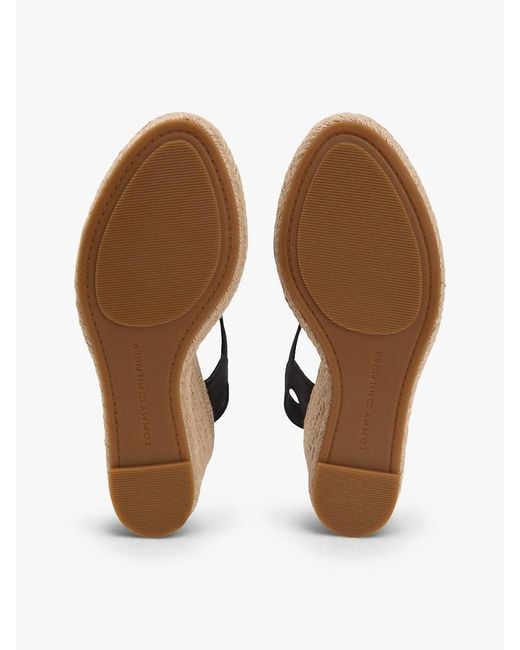 Tommy Hilfiger Black Satin Th Monogram Wedge Espadrilles