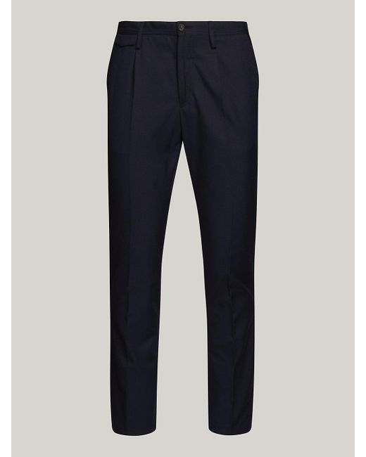 Tommy Hilfiger Blue Pleated Woven Slim Fit Trousers for men