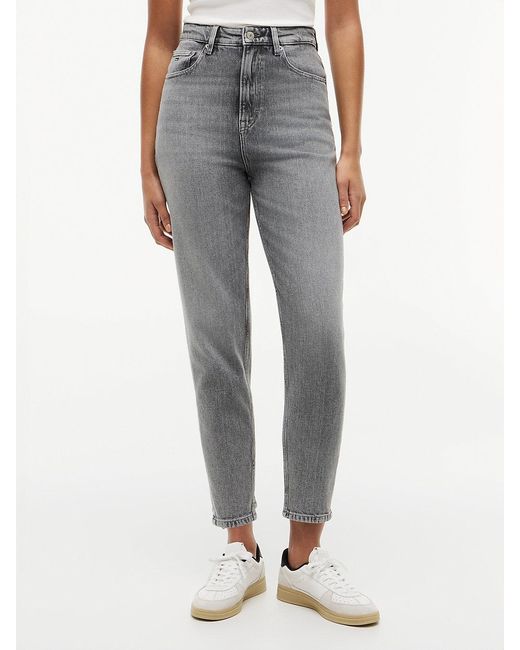 Tommy Hilfiger Gray Ultra High Rise Tapered Leg Mom Jeans