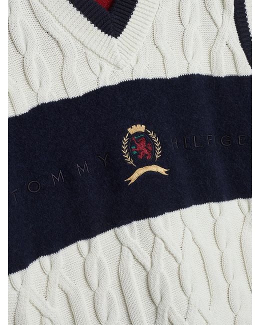 Tommy Hilfiger Blue Crest Cable Knit Sweater Vest for men