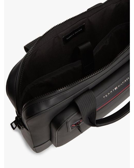 Tommy Hilfiger Black Metal Logo Laptop Bag for men