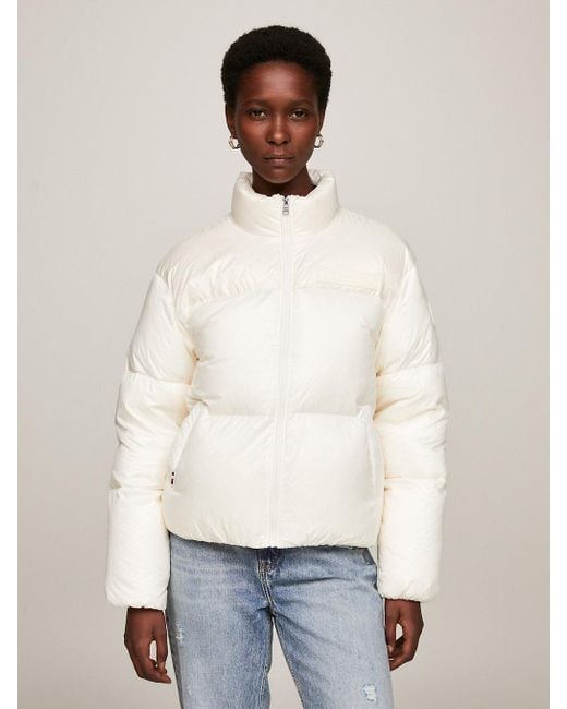 Tommy Hilfiger White Colour-blocked New York Puffer Jacket