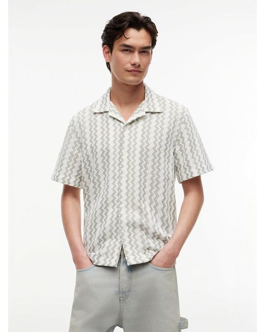 Tommy Hilfiger White Regular Fit Textured Short Sleeve Shirt for men