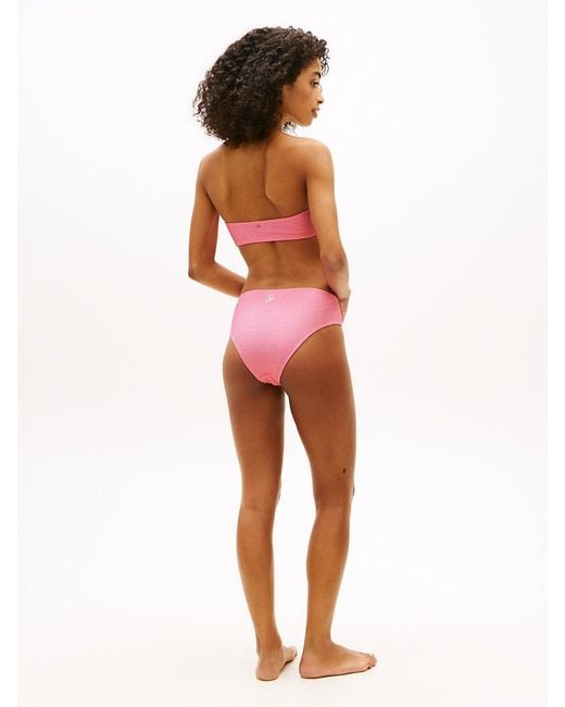 Tommy Hilfiger Red Crinkle High Rise Cheeky Bikini Bottoms