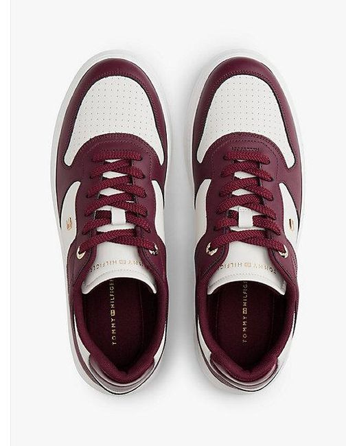 Tommy Hilfiger Purple Leder-Sneaker Mit Cupsole