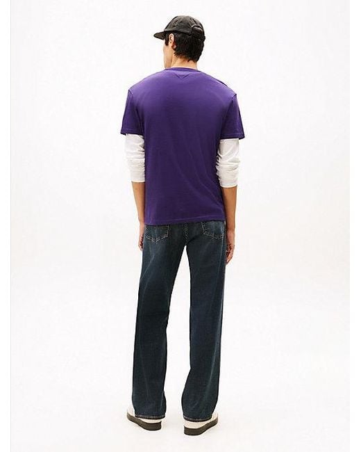 Tommy Hilfiger T-Shirt Met Ronde Hals En Tommy-Badge in het Purple voor heren