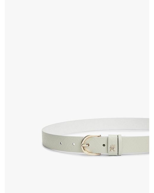 Tommy Hilfiger Natural Th Monogram Debossed Leather Belt