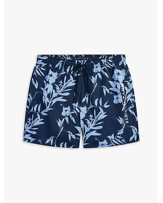 Tommy Hilfiger Original Medium Lange Zwemshort Met Print in het Blue voor heren
