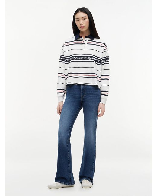 Tommy Hilfiger White Repeat Logo Relaxed Rugby Shirt