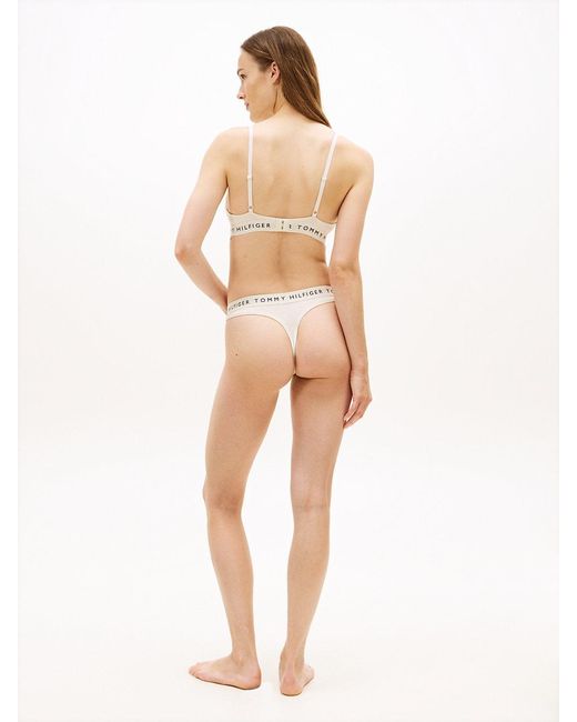 Tommy Hilfiger White Heritage Logo Removable Padding Triangle Bra