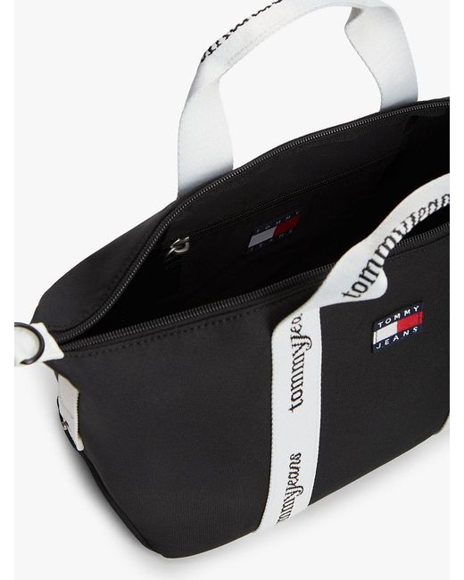 Tommy Hilfiger Black Essential Repeat Logo Crossbody Tote Bag