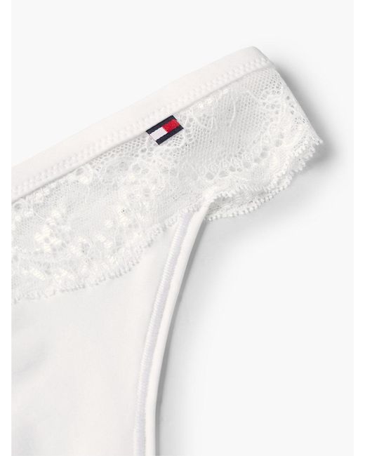 Tommy Hilfiger White Lace Trim Microfibre Thong
