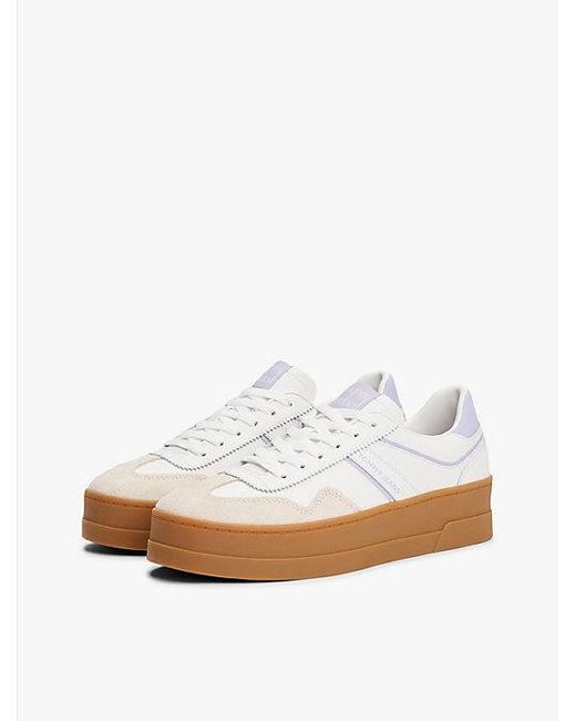 Tommy Hilfiger White The Greenwich Platform-Sneaker Mit Leder