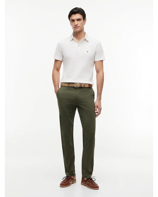 Tommy Hilfiger White Regular Fit Mesh Jersey Polo Shirt for men
