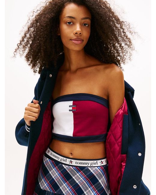 Tommy Hilfiger Blue Padded Twill Oversized Varsity Jacket