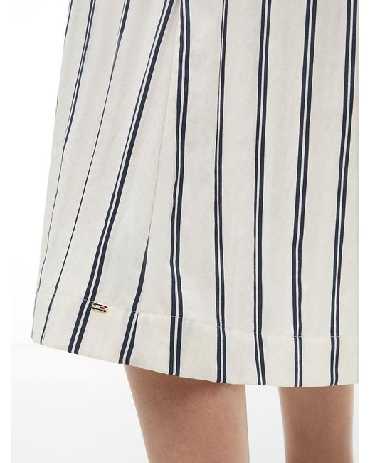 Tommy Hilfiger White Tone Button Stripe Midi Dress