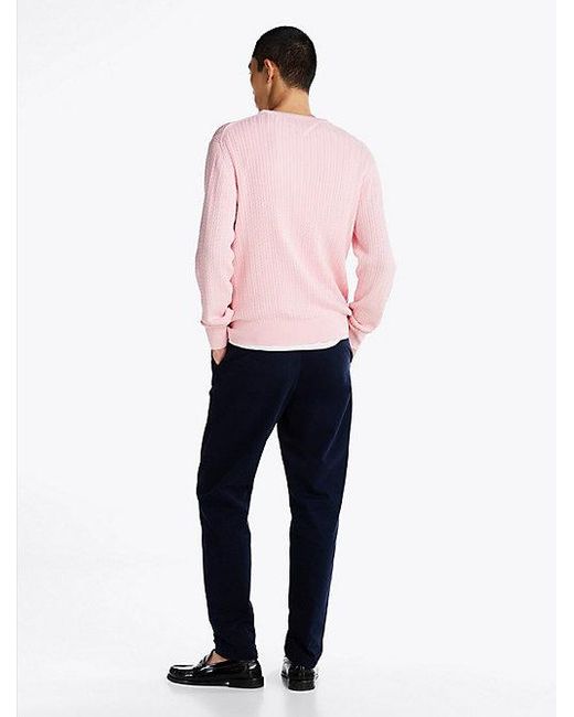 Jersey De Punto Espiga Con Cuello Redondo Tommy Hilfiger de hombre de color Pink