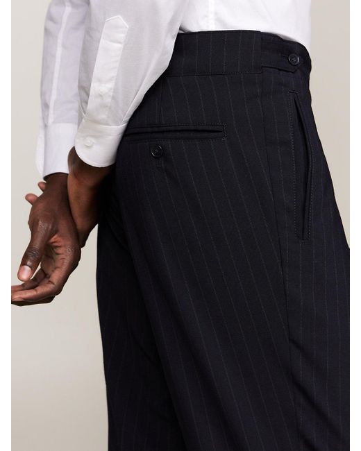 Tommy Hilfiger Blue Adjustable Waist Pinstripe Regular Fit Trousers for men
