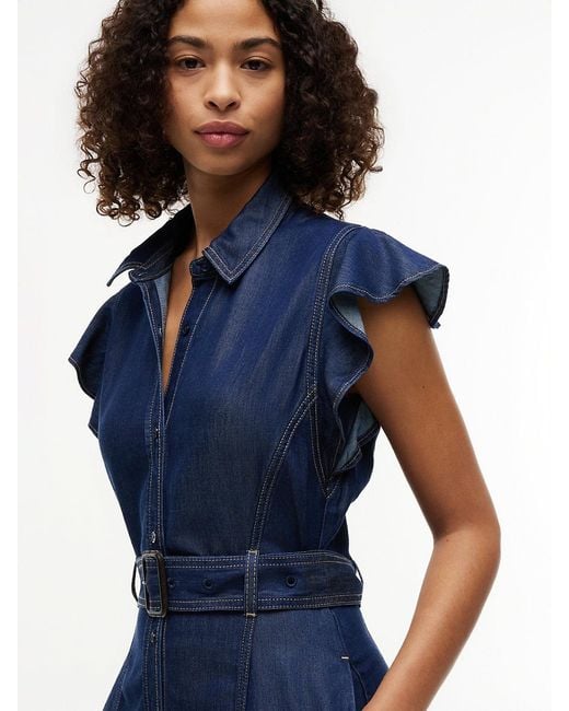 Tommy Hilfiger Blue Denim Fit And Flare Midi Dress