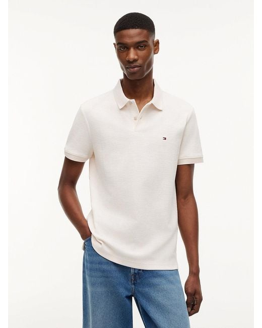 Tommy Hilfiger White Regular Fit Tonal Stripe Polo Shirt for men