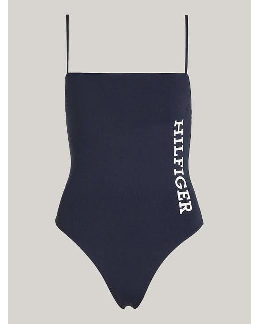 Tommy Hilfiger Blue Hilfiger Monotype One-piece Swimsuit