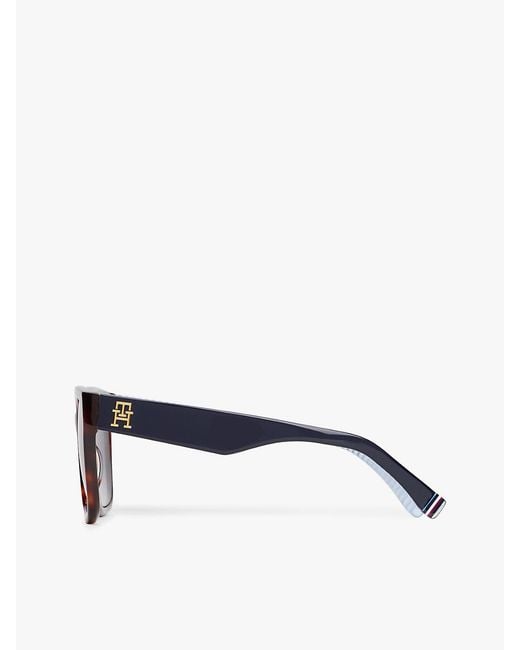 Tommy Hilfiger White Th Monogram Polarised Square Sunglasses