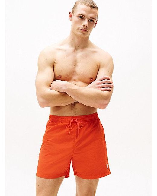 Tommy Hilfiger Medium Lange Zwemshort Met Th-Monogram in het Red voor heren