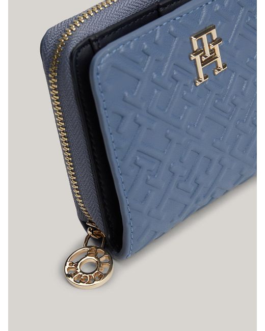 Tommy Hilfiger Blue Embossed Zip-around Wallet