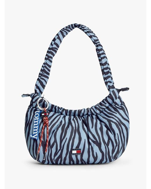 Tommy Hilfiger Blue Zebra Print Multi Charm Shoulder Bag