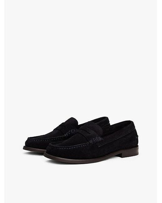 Tommy Hilfiger Suède Loafer Met Logo in het Black voor heren