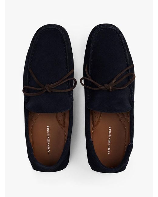 Mocassins De Conduite Crantés En Daim Tommy Hilfiger pour homme en coloris White