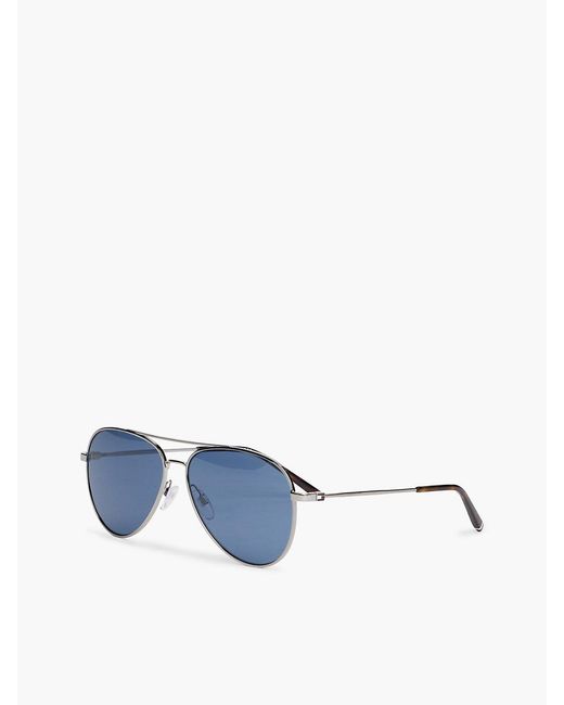 Tommy Hilfiger Blue Stainless Steel Aviator Sunglasses for men