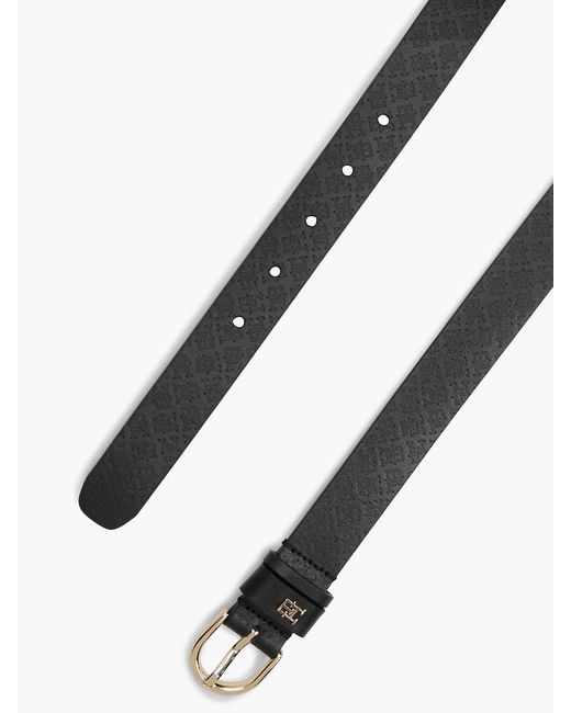 Tommy Hilfiger Black Th Monogram Debossed Leather Belt