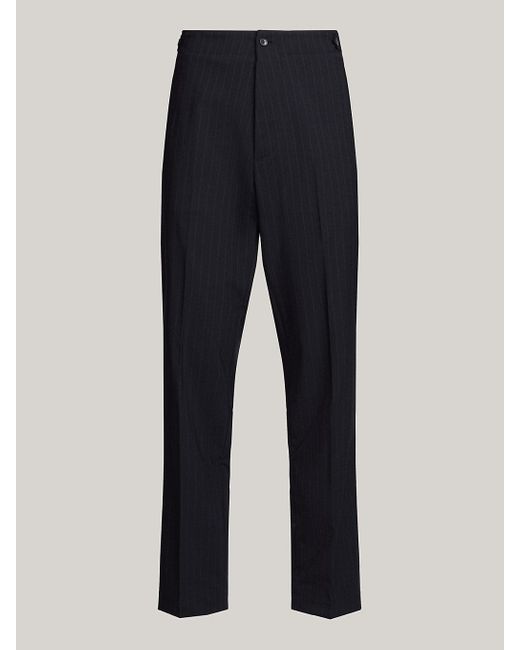 Tommy Hilfiger Blue Adjustable Waist Pinstripe Regular Fit Trousers for men