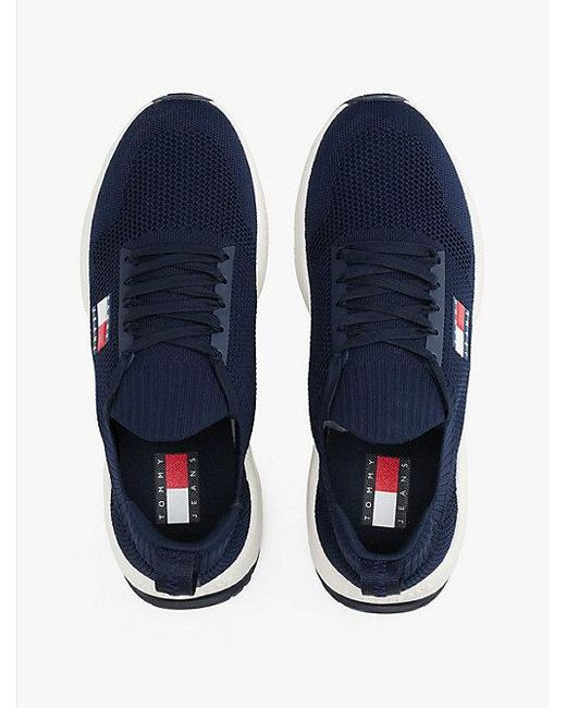 Tommy Hilfiger Gebreide Sneaker Met Reliëflogo in het Blue voor heren