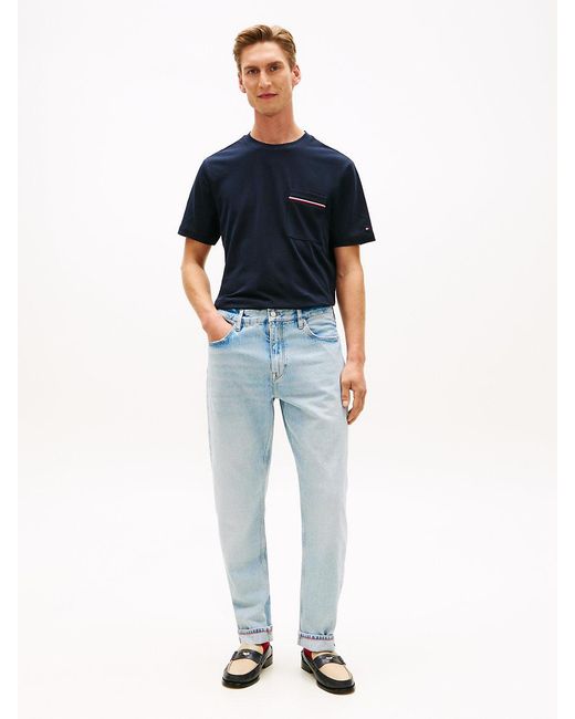 Tommy Hilfiger Blue Global Stripe Pocket Pique Jersey T-Shirt for men