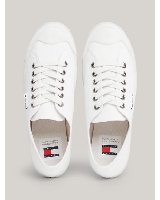Tommy Hilfiger Natural Canvas Logo Lace-up Trainers