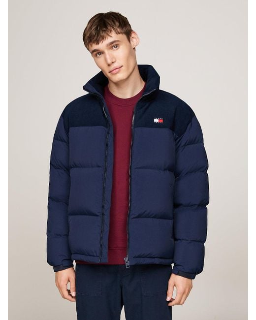 Tommy Hilfiger Blue Corduroy Alaska Puffer Jacket for men