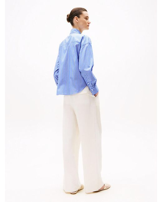 Tommy Hilfiger Blue Relaxed Fit Bow Collar Shirt