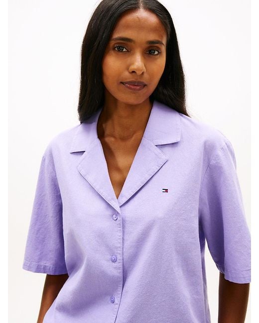 Tommy Hilfiger Purple Essential Pyjama Set With Linen