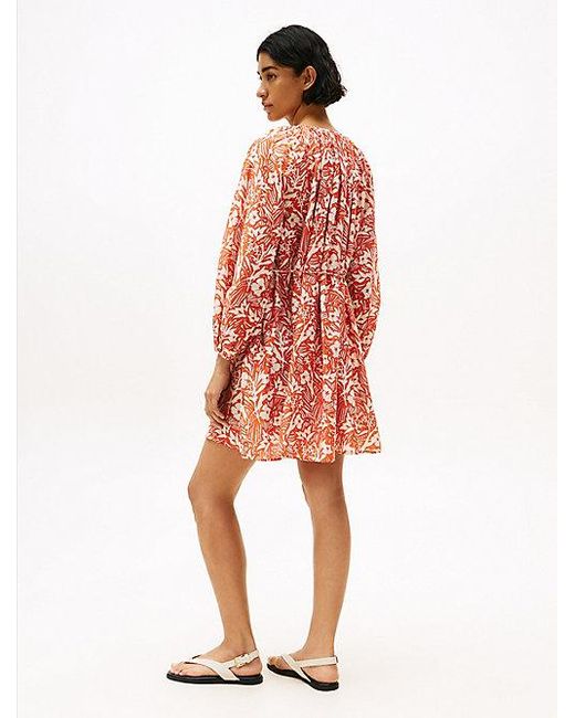Minivestido De Corte Oversize En Seda Tommy Hilfiger de color Red